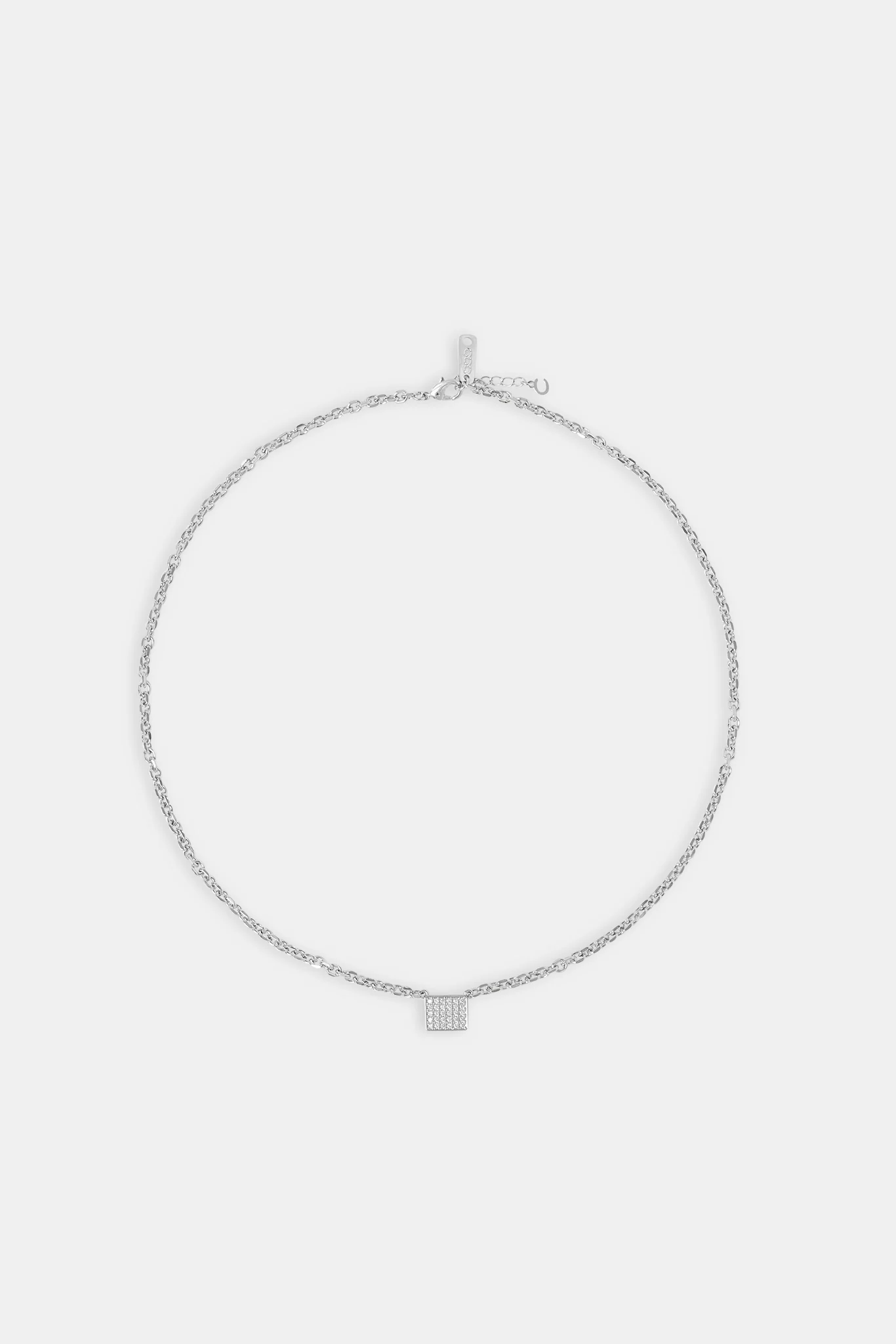 Iced Pave Rectangular Pendant Necklace - 10mm - Image 4