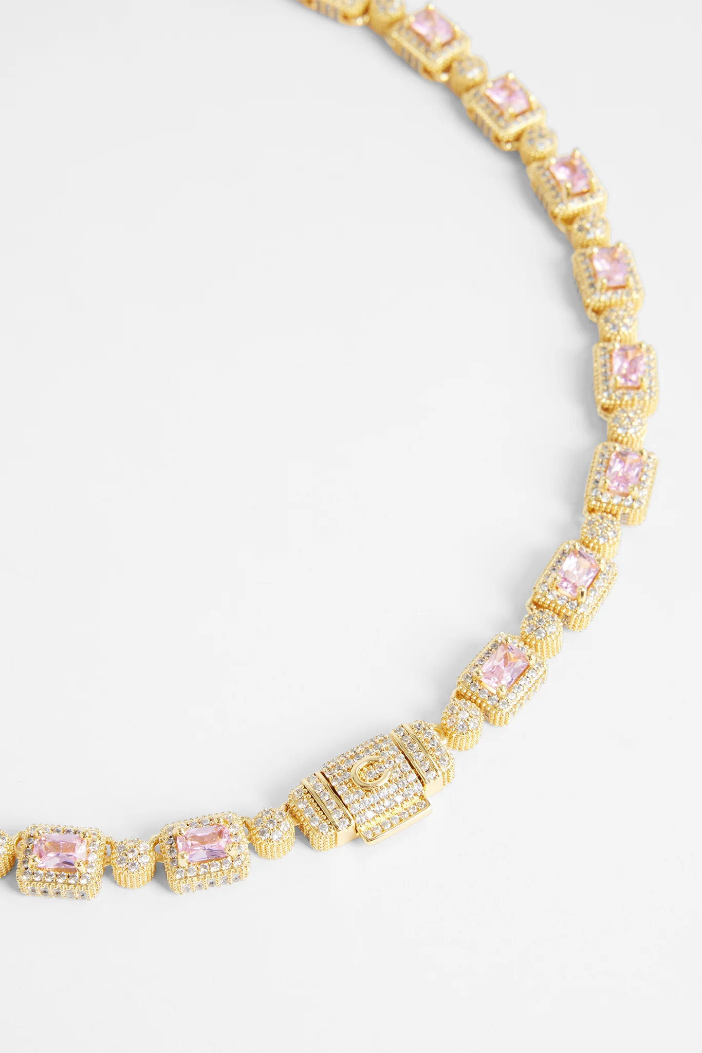 Iced Pink Bezel Chain - Gold - Image 2
