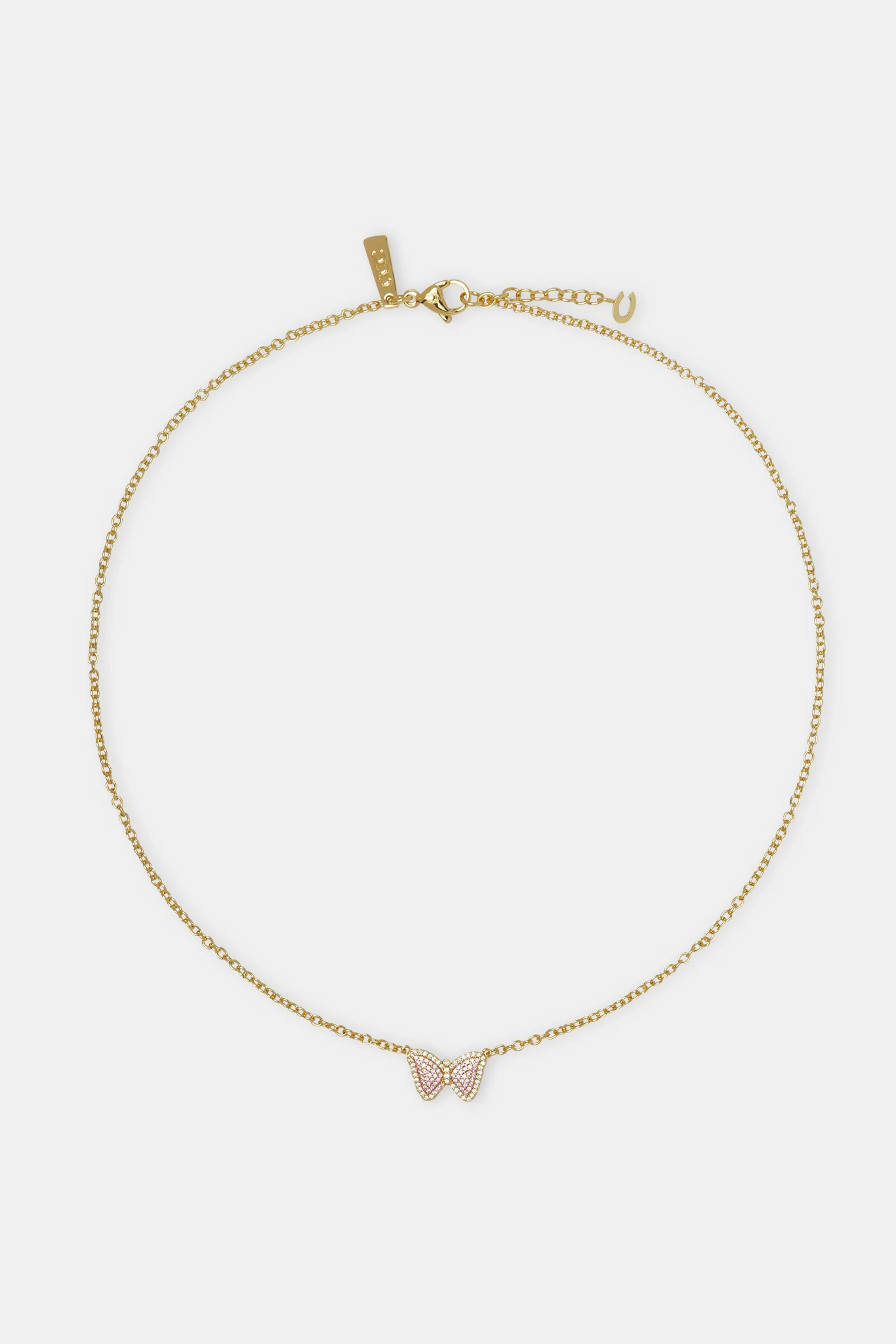 Iced Pink Butterfly Necklace - 15mm - Image 4