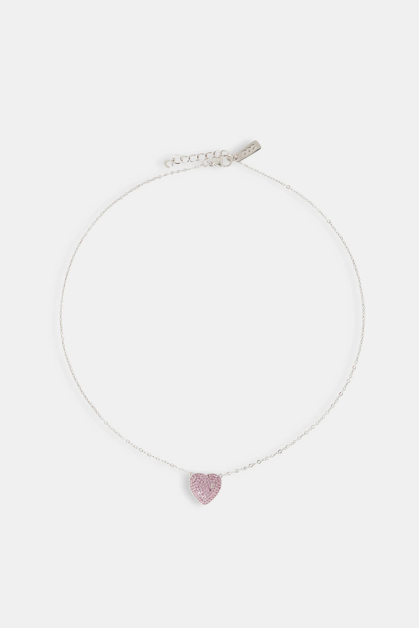 Iced Pink  Heart Necklace - 12mm - Image 4