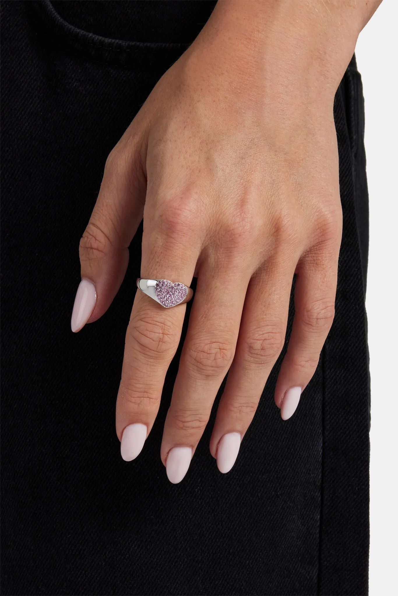 Iced Pink Heart Ring - 10mm - Image 2