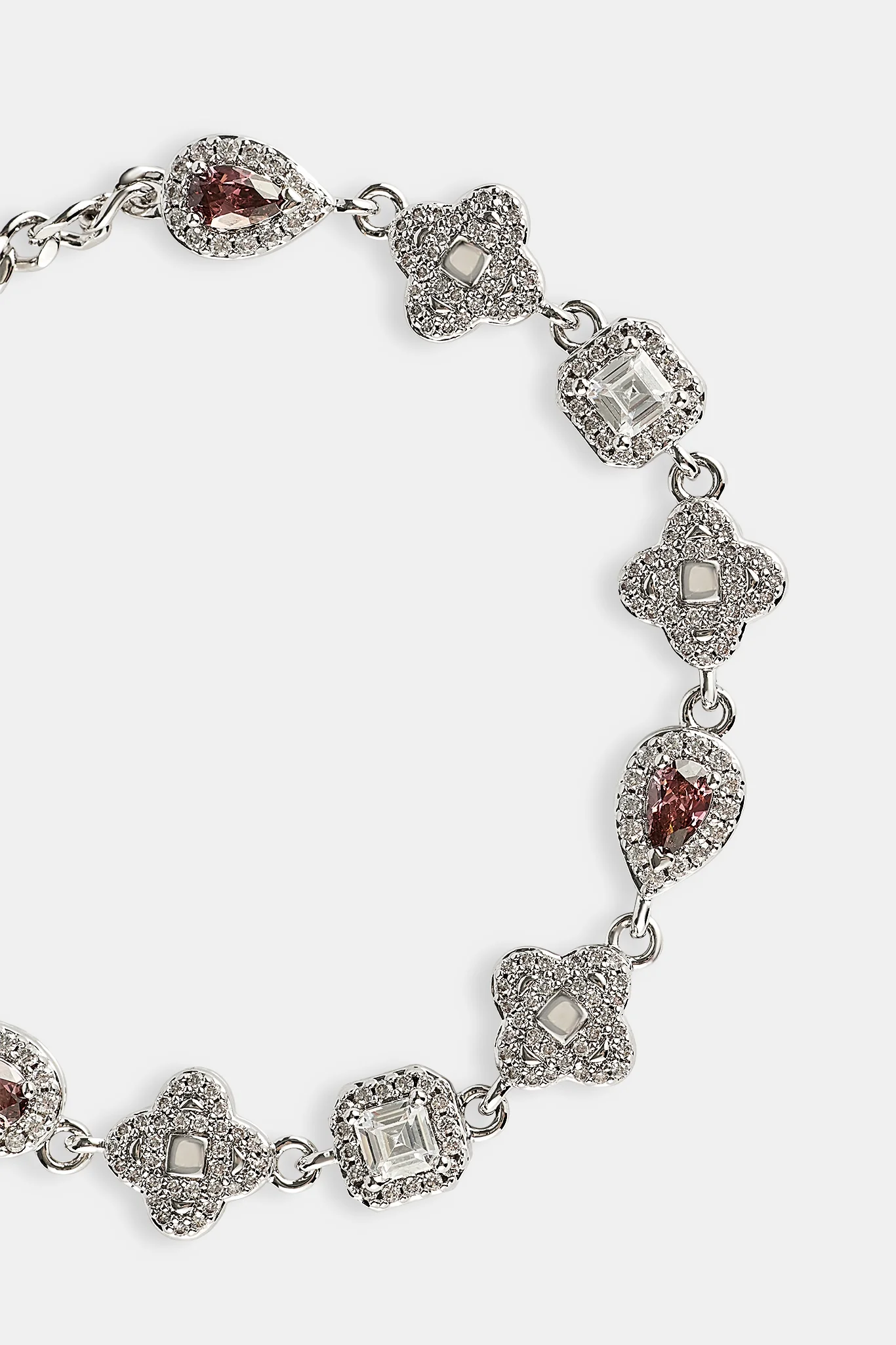 Iced Pink Multi Gemstone Cuban Bracelet - 3mm - Image 3