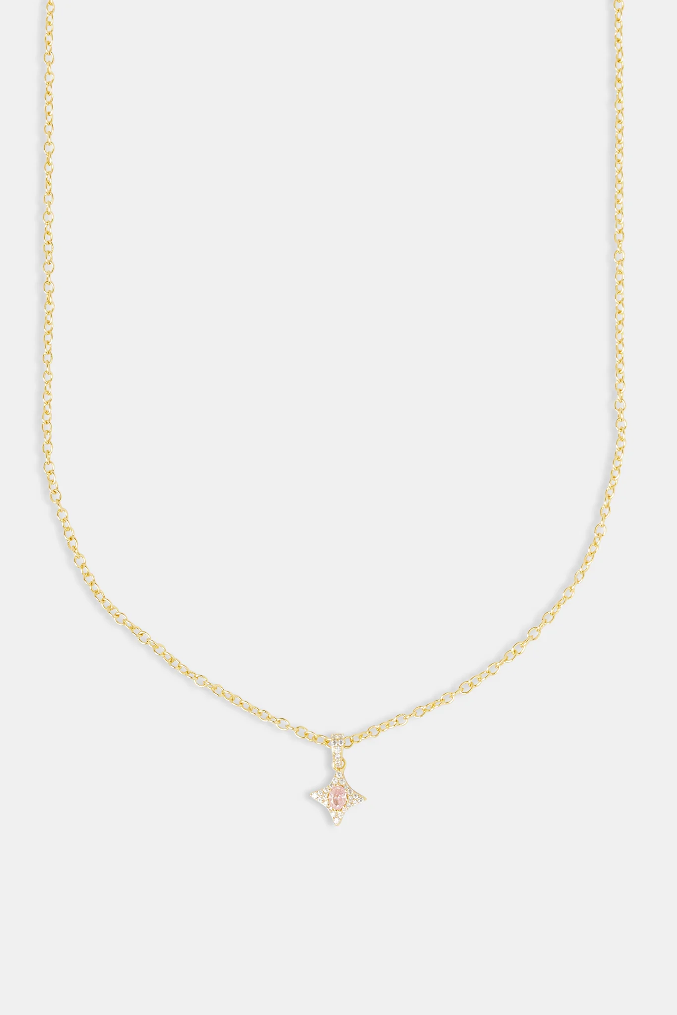 Iced Pink Star Necklace - 10mm - Image 2