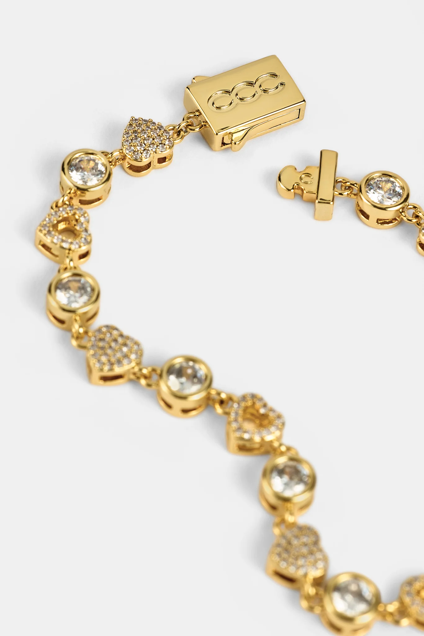 Iced & Polished Heart Multigem Bracelet - 6mm - Gold - Image 2