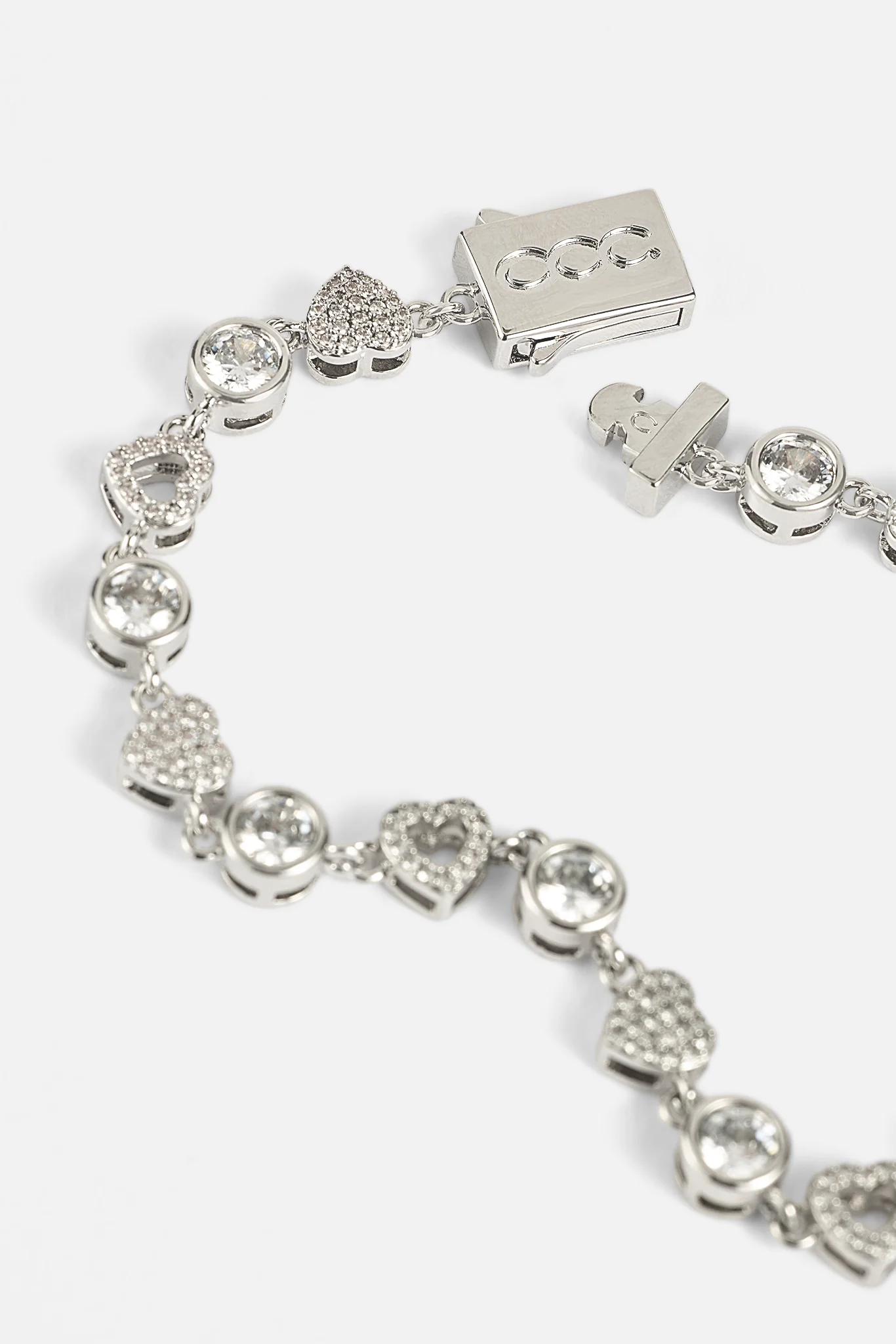 Iced & Polished Heart Multigem Bracelet - 6mm - White - Image 3
