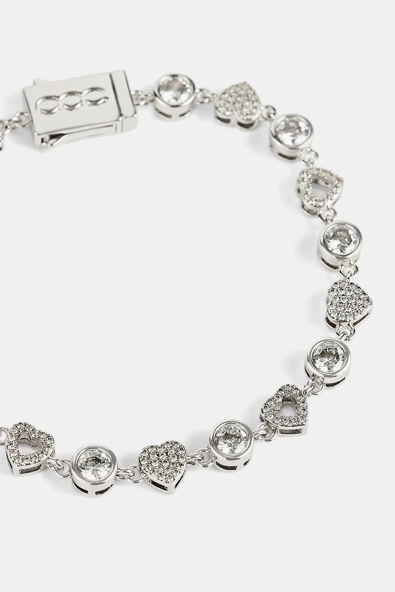 Iced & Polished Heart Multigem Bracelet - 6mm - White - Image 4