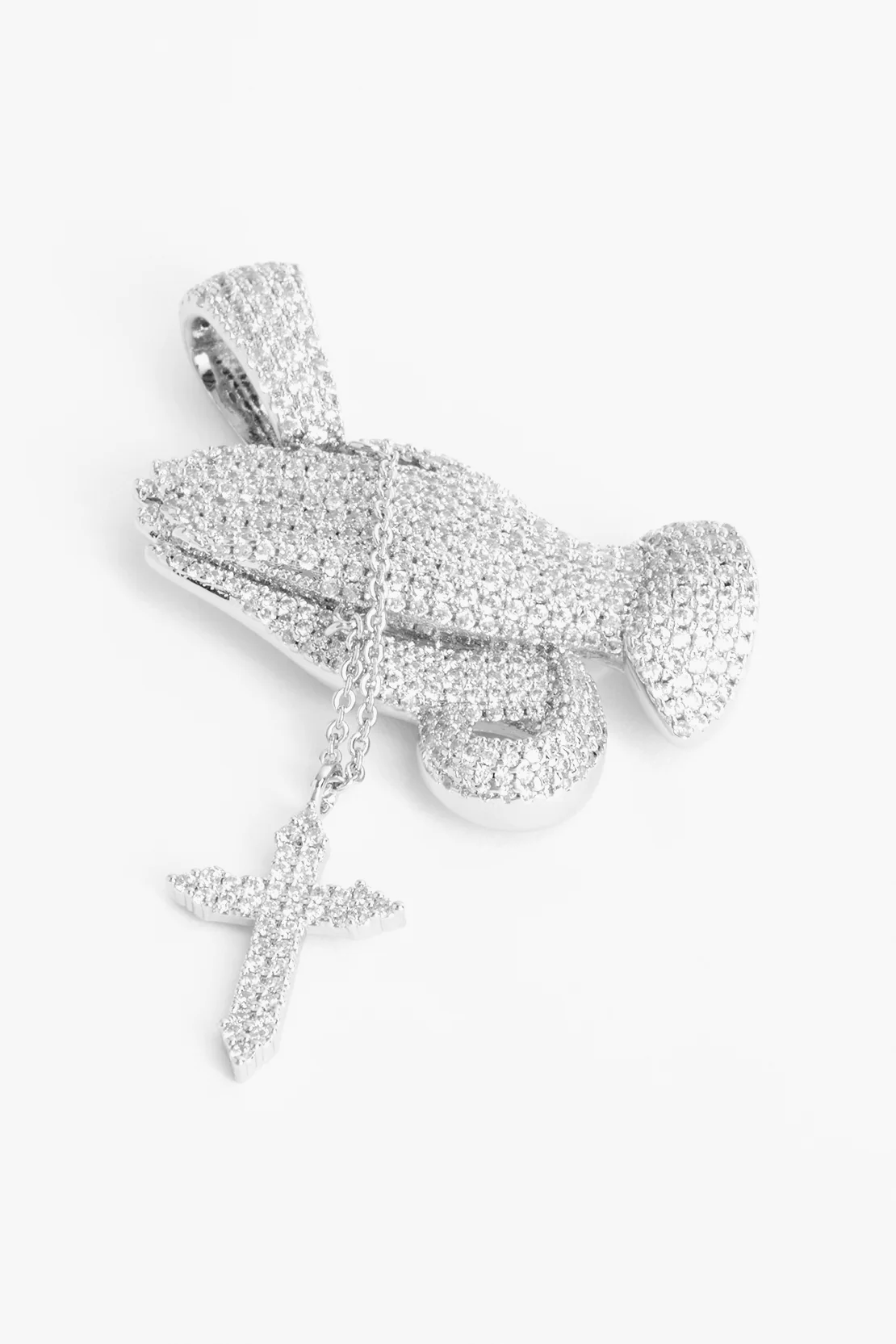 Iced Praying Hands Pendant - Image 2