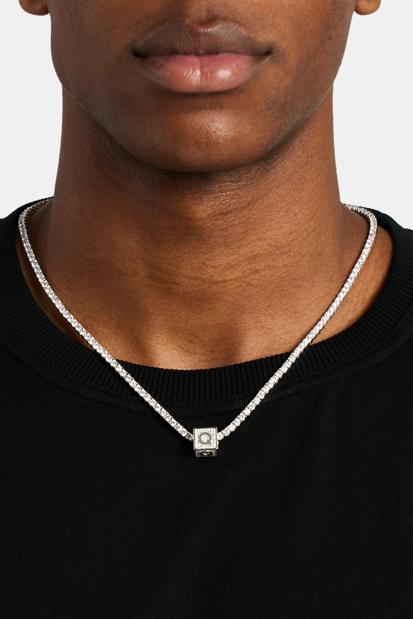 Iced Q Letter Block Pendant - Image 3