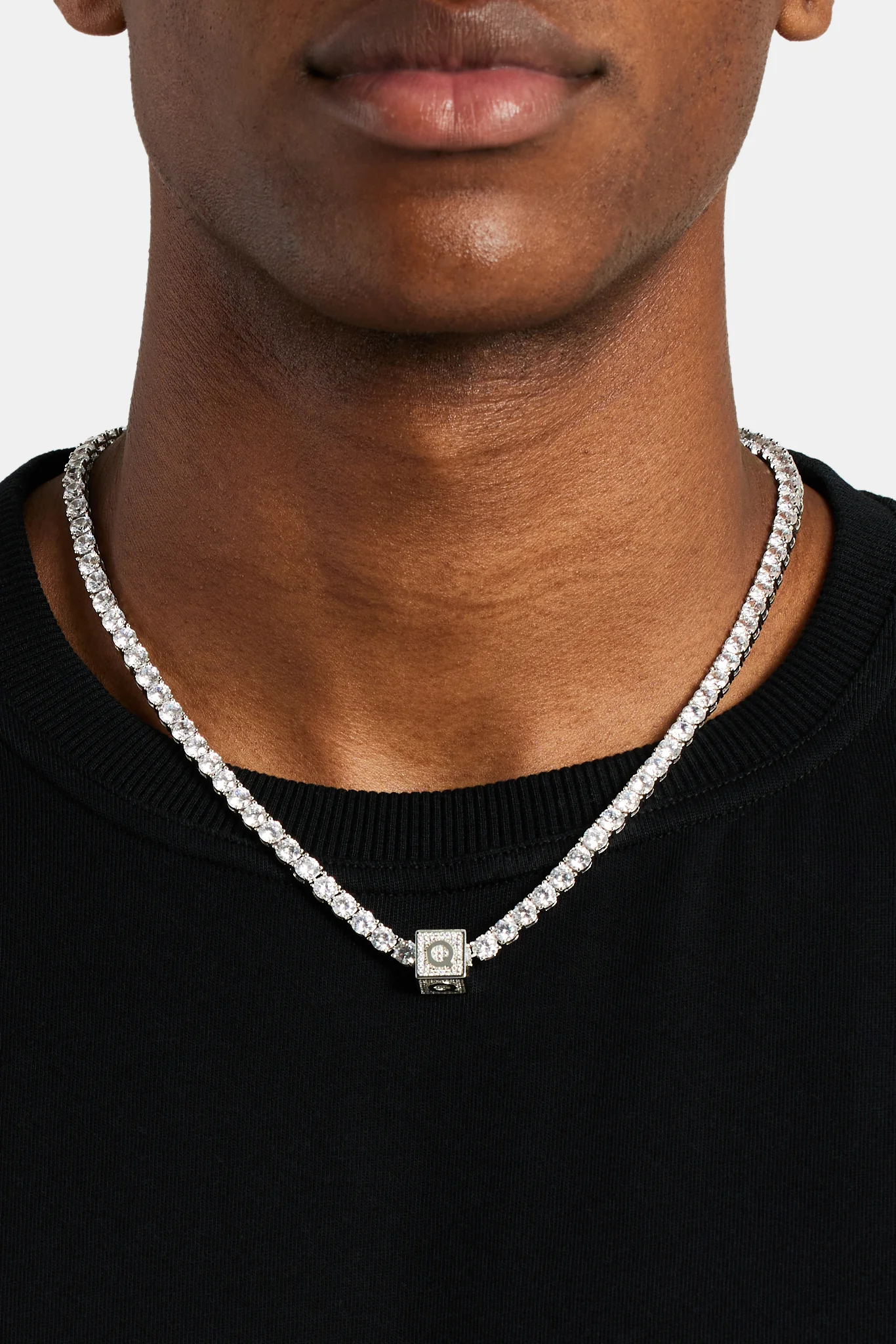 Iced Q Letter Block Pendant - Image 4