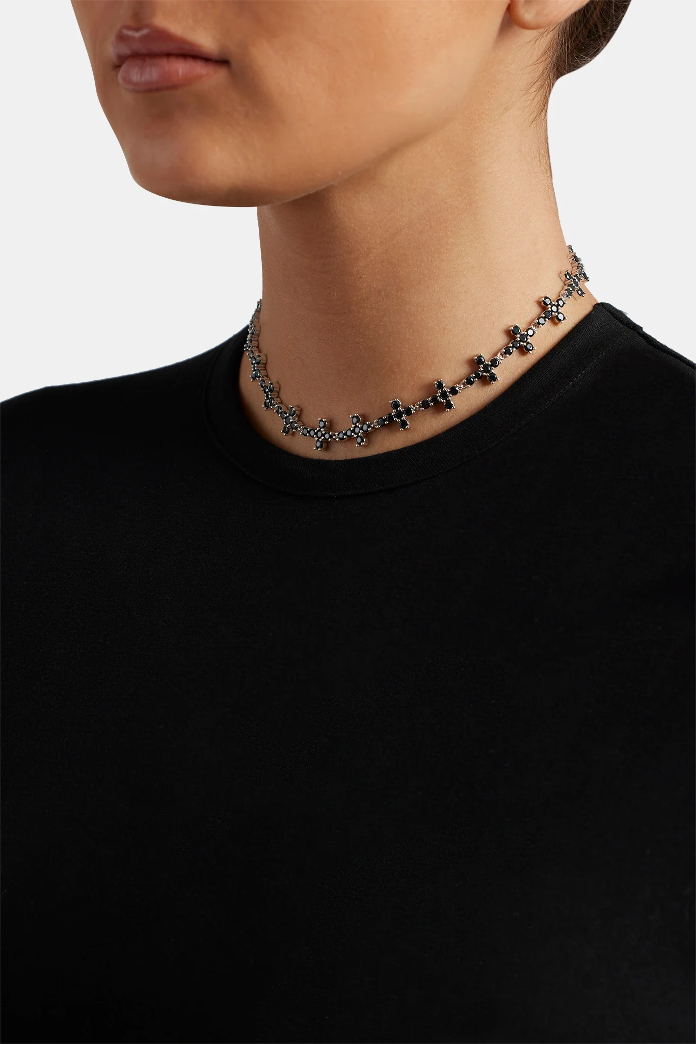 Iced Repeat Black Cross Choker - Image 3
