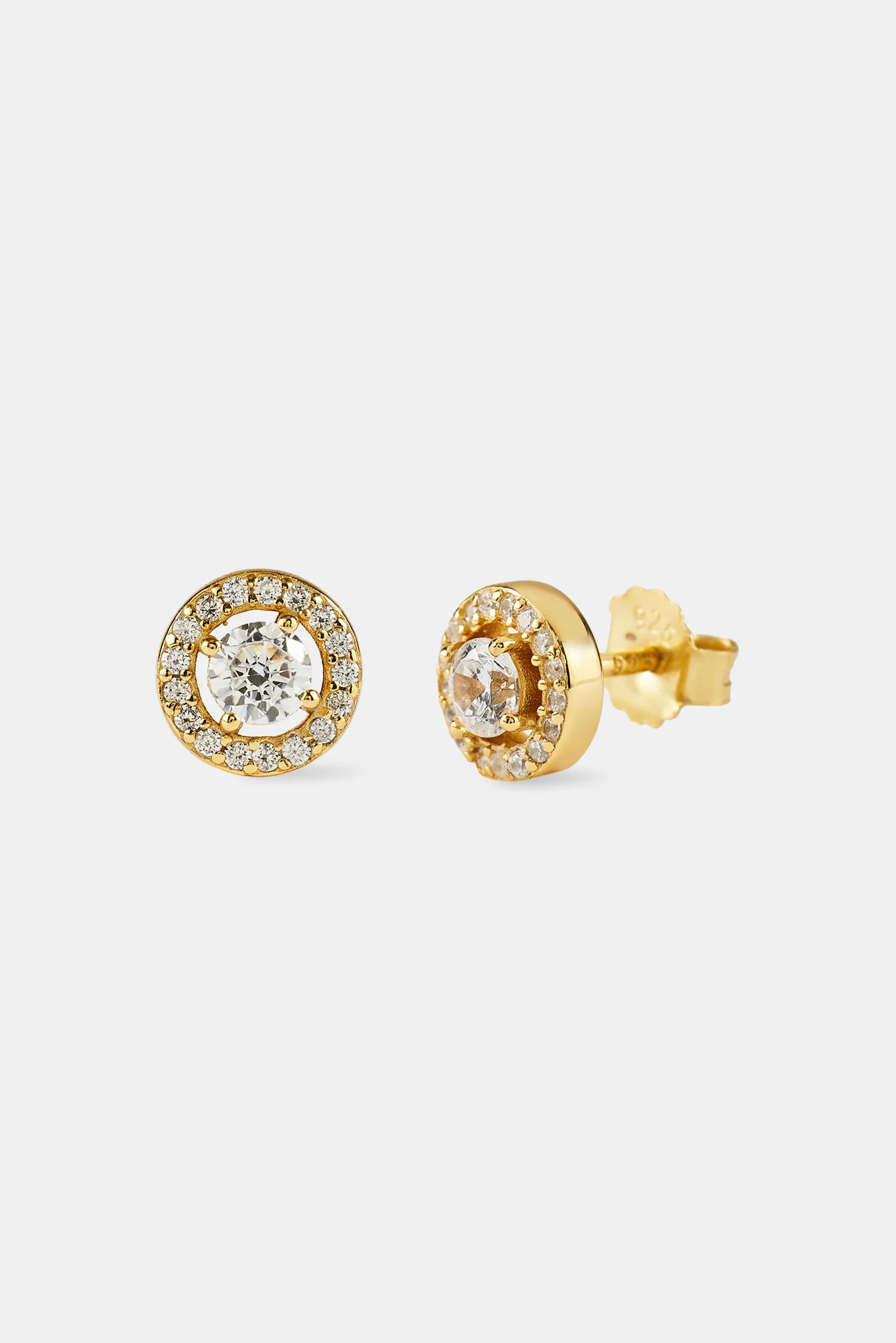 Iced Round Cluster Stud Earrings - 8mm - Gold - Image 2