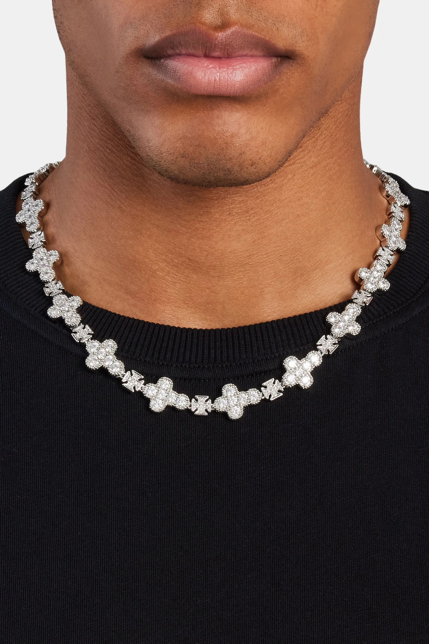 Iced Rounded Cross Chain - White - Image 2