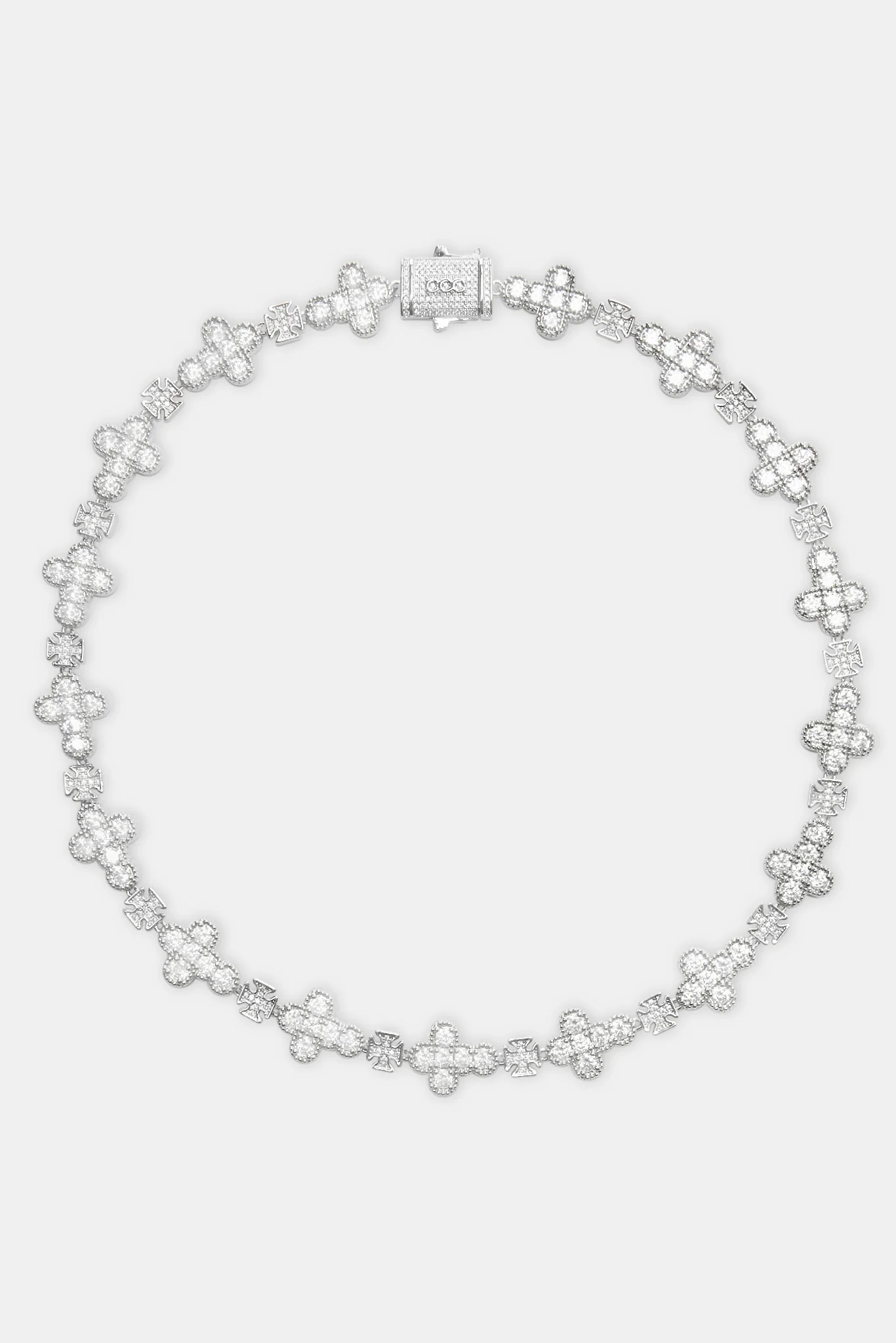 Iced Rounded Cross Chain - White - Image 3