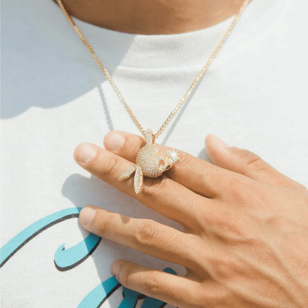 Iced Skull Pendant - Gold - Image 2