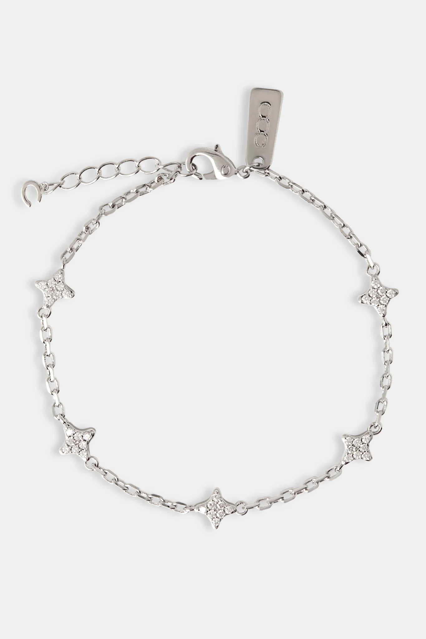 Iced Star Motif Rolo Link Bracelet - 8mm - Image 2