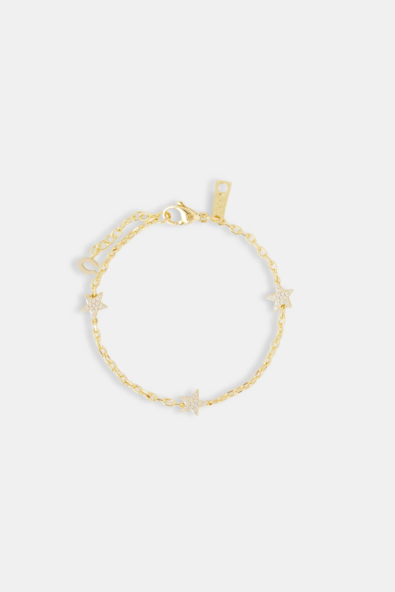 Iced Star Thin Link Bracelet - 2.5mm - Gold - Image 2