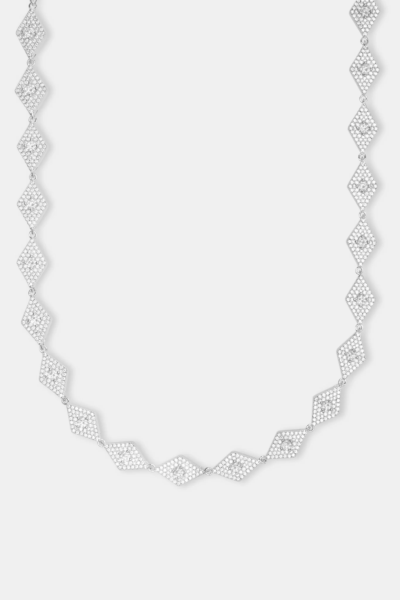 Iced Rhombus Tennis Chain - White 10mm - Image 2