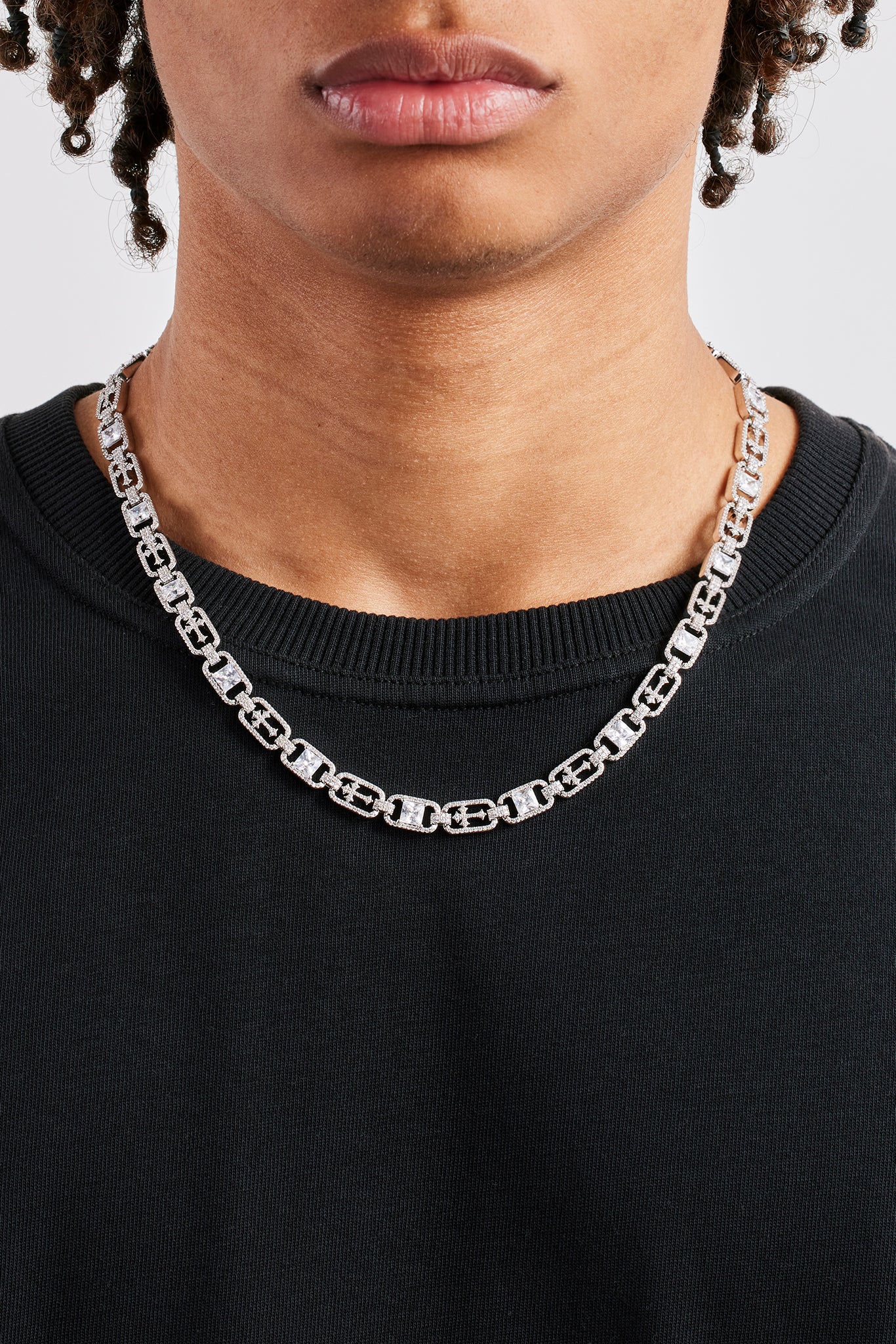 Iced Stone & Cross Link Chain - 8mm - Image 2
