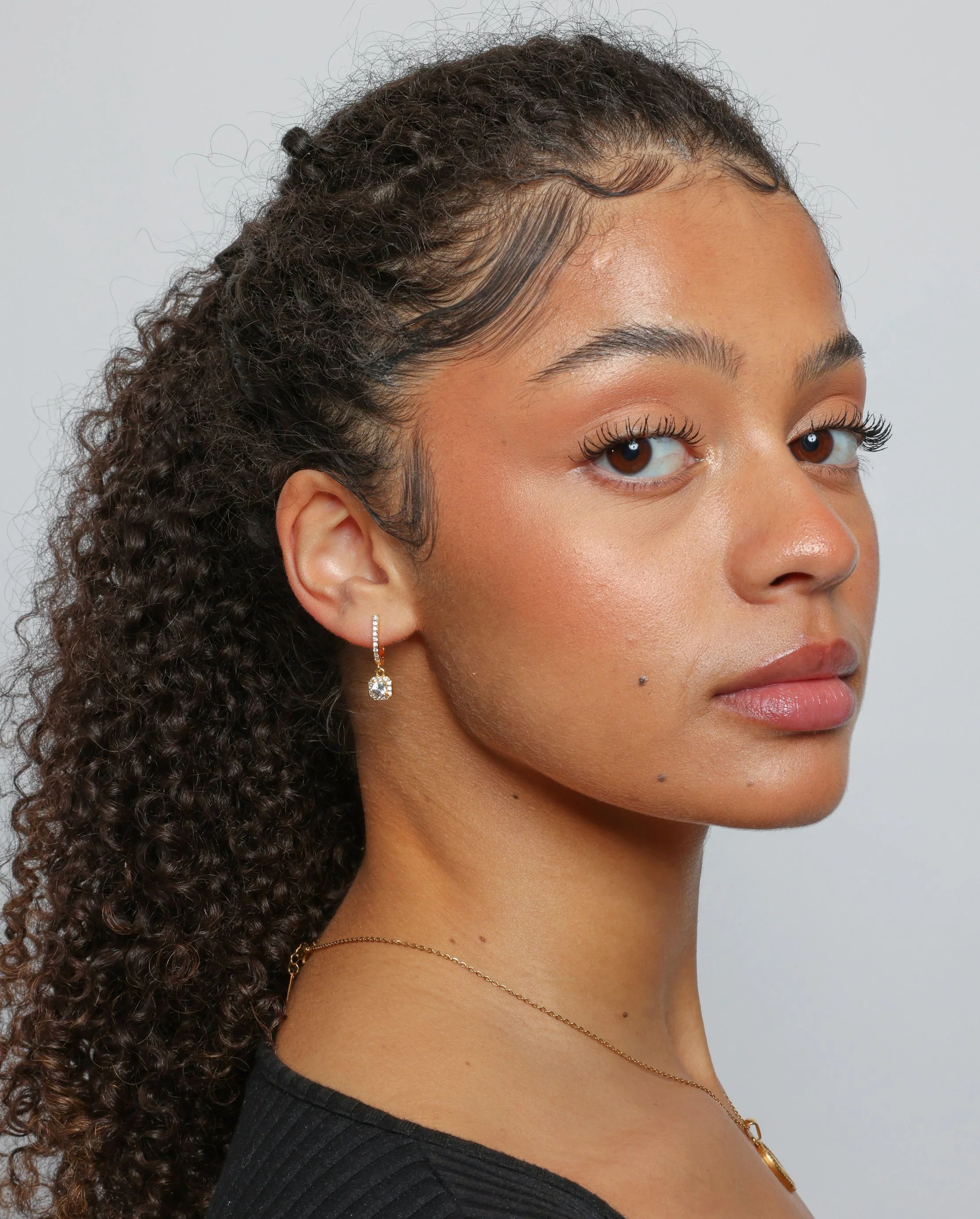 Iced Stone Huggie Earrings - Image 2