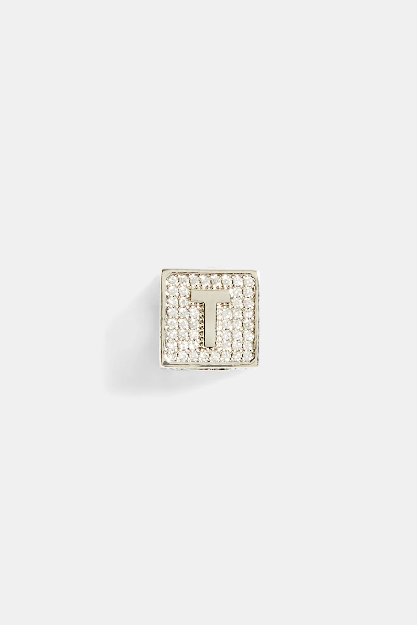 Iced T Letter Block Pendant - Image 2