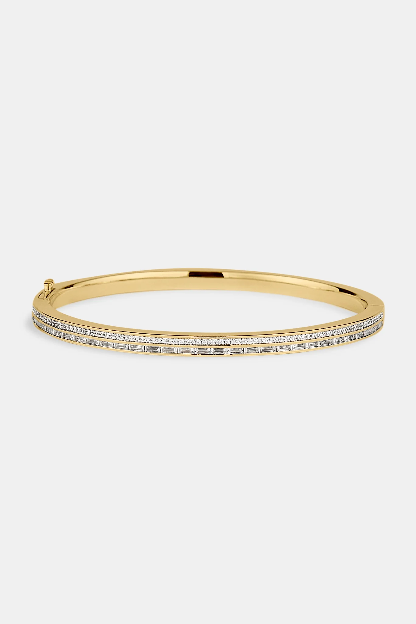 Iced Tennis & Baguette Stone Bangle - 4mm - Gold - Image 2