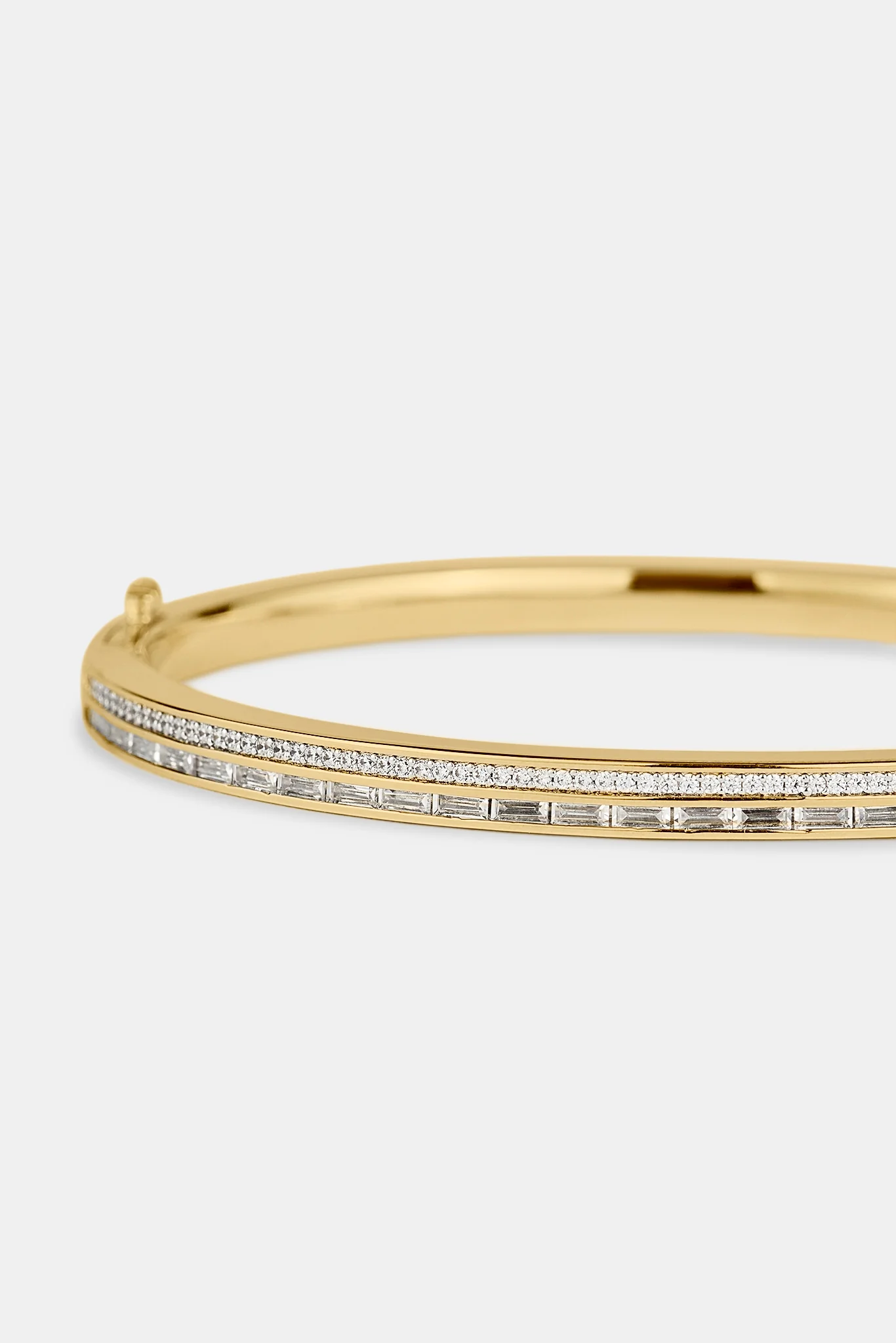 Iced Tennis & Baguette Stone Bangle - 4mm - Gold - Image 3