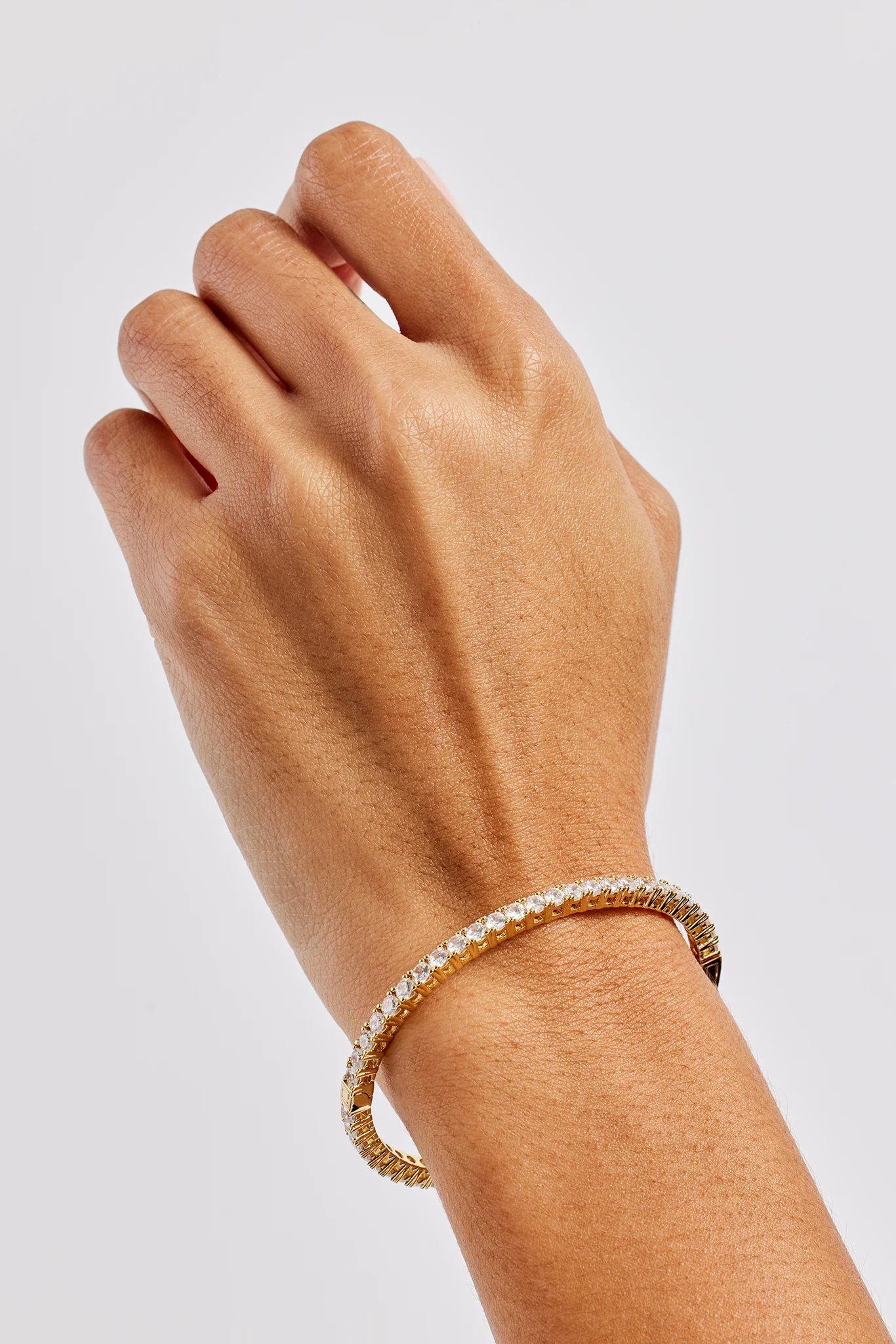 Iced Tennis Bangle - 3mm - Gold - Image 2