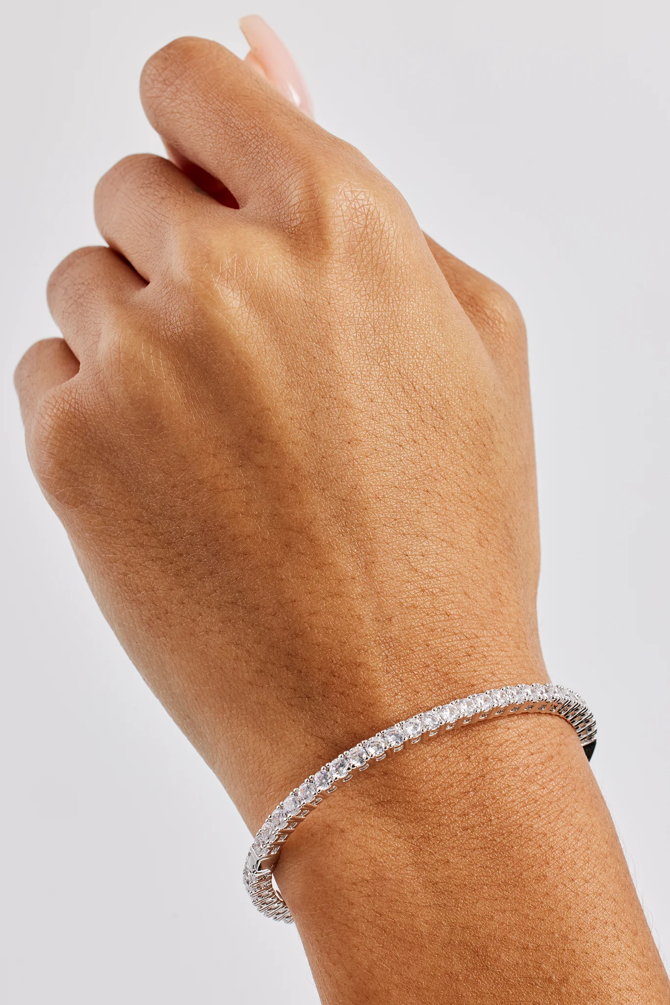 Iced Tennis Bangle - 3mm - White - Image 2