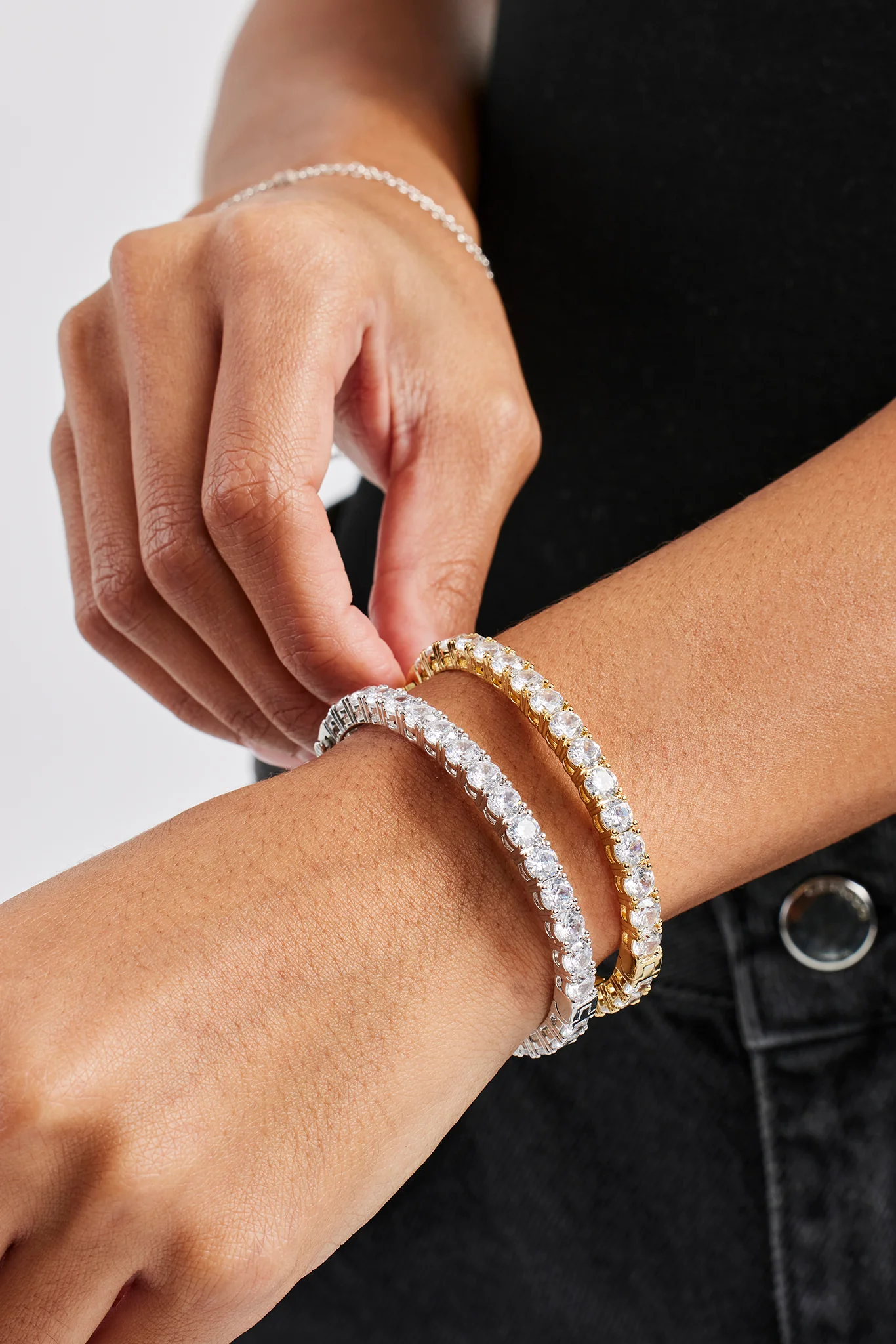 Iced Tennis Bangle - 5mm - White - Image 4