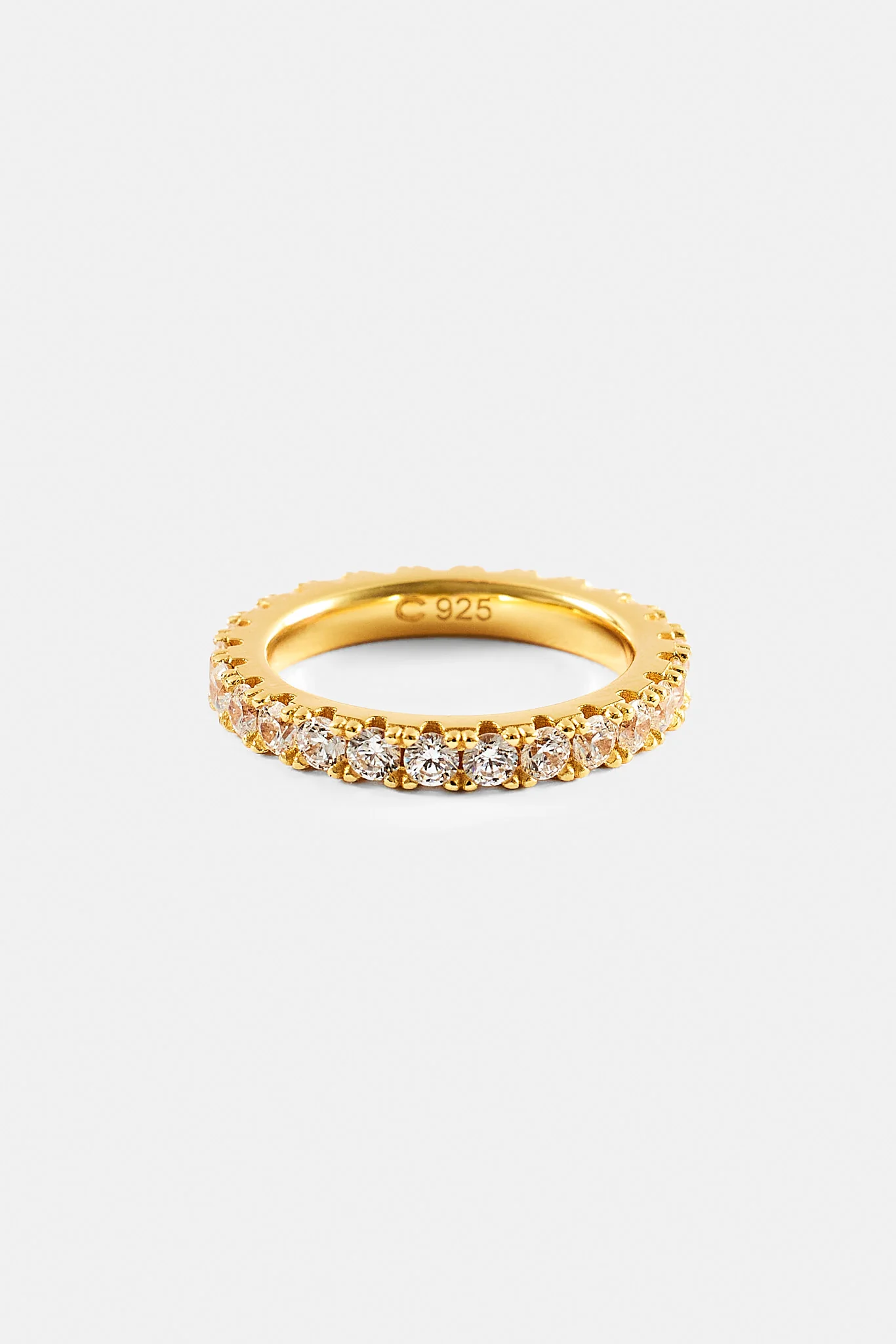 Iced Tennis Ring - 3mm - Gold - Image 3