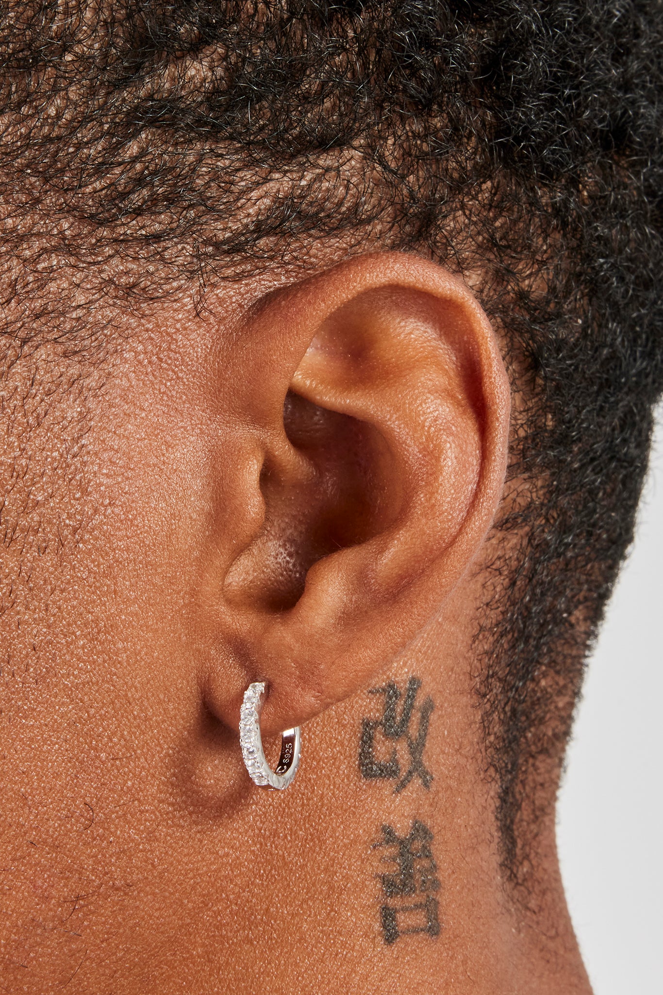 Iced Thin Huggie Earrings - 10mm - Image 2