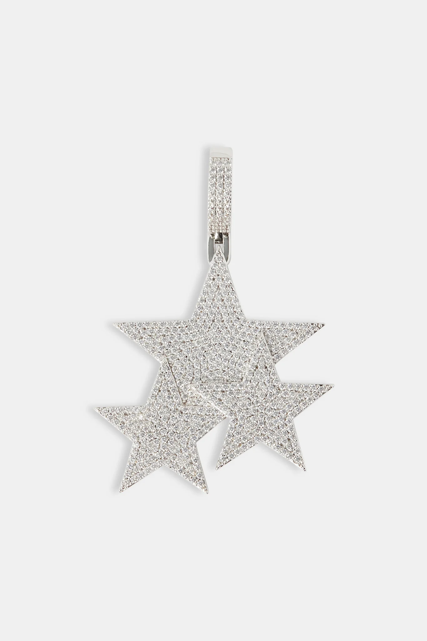 Iced Triple Star Pendant & 14mm Prong Cuban Chain - Image 2