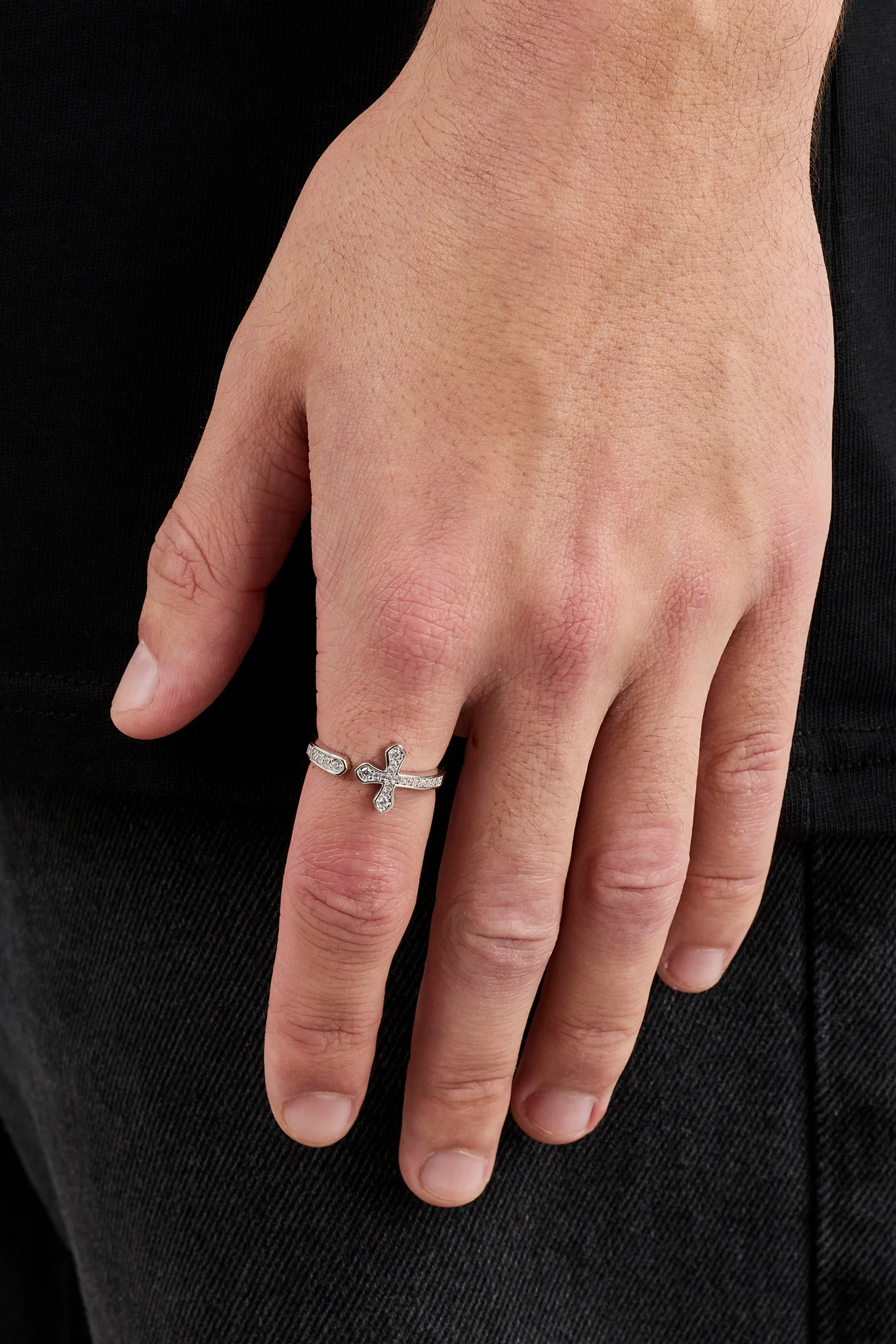 Iced Wrap Cross Ring - 2.5mm - White - Image 2