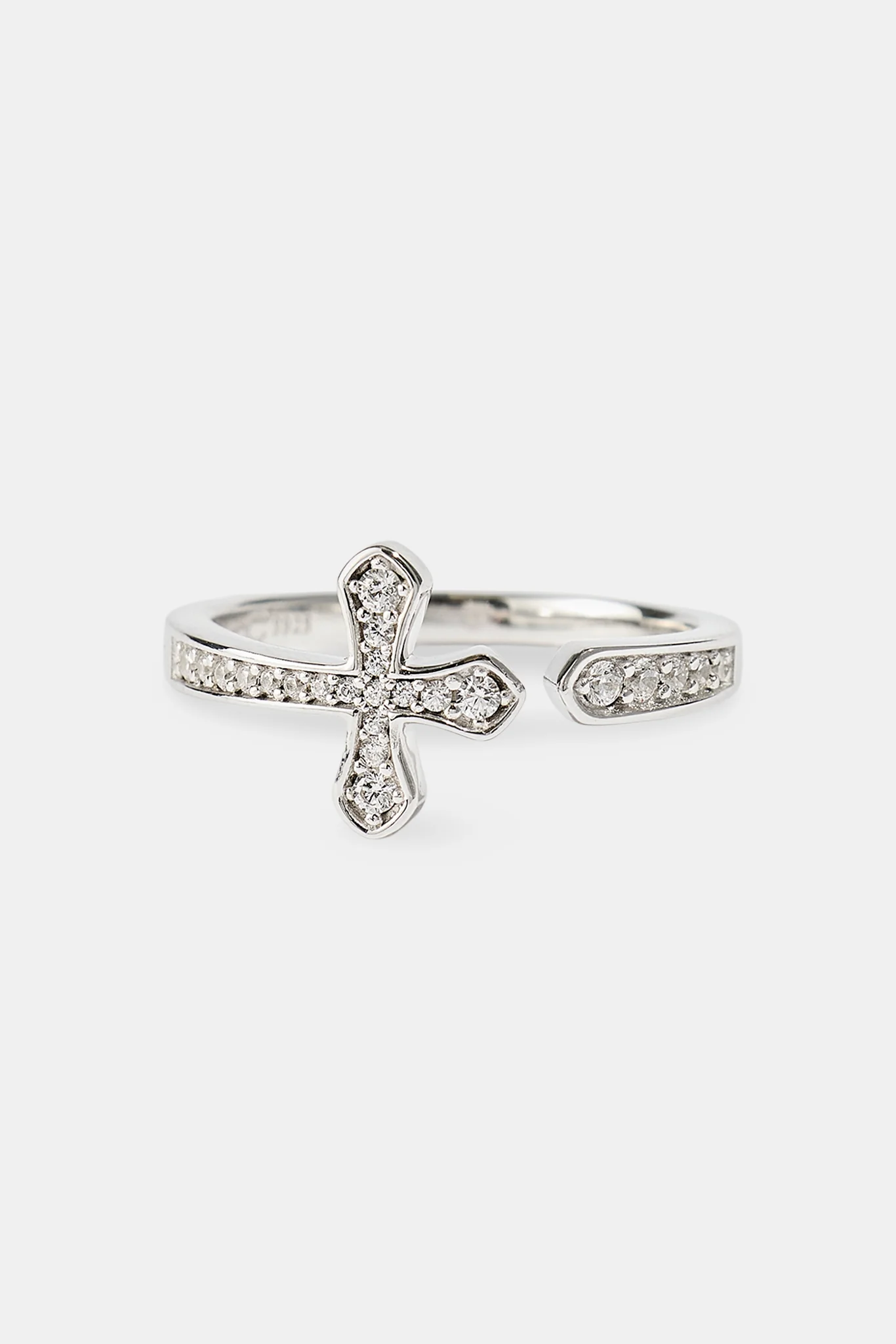 Iced Wrap Cross Ring - 2.5mm - White - Image 3