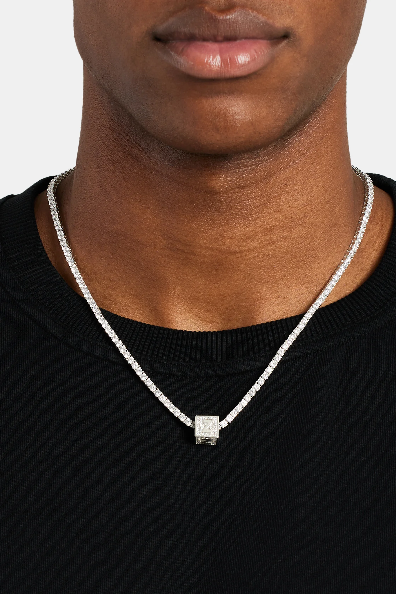 Iced Z Letter Block Pendant - Image 3