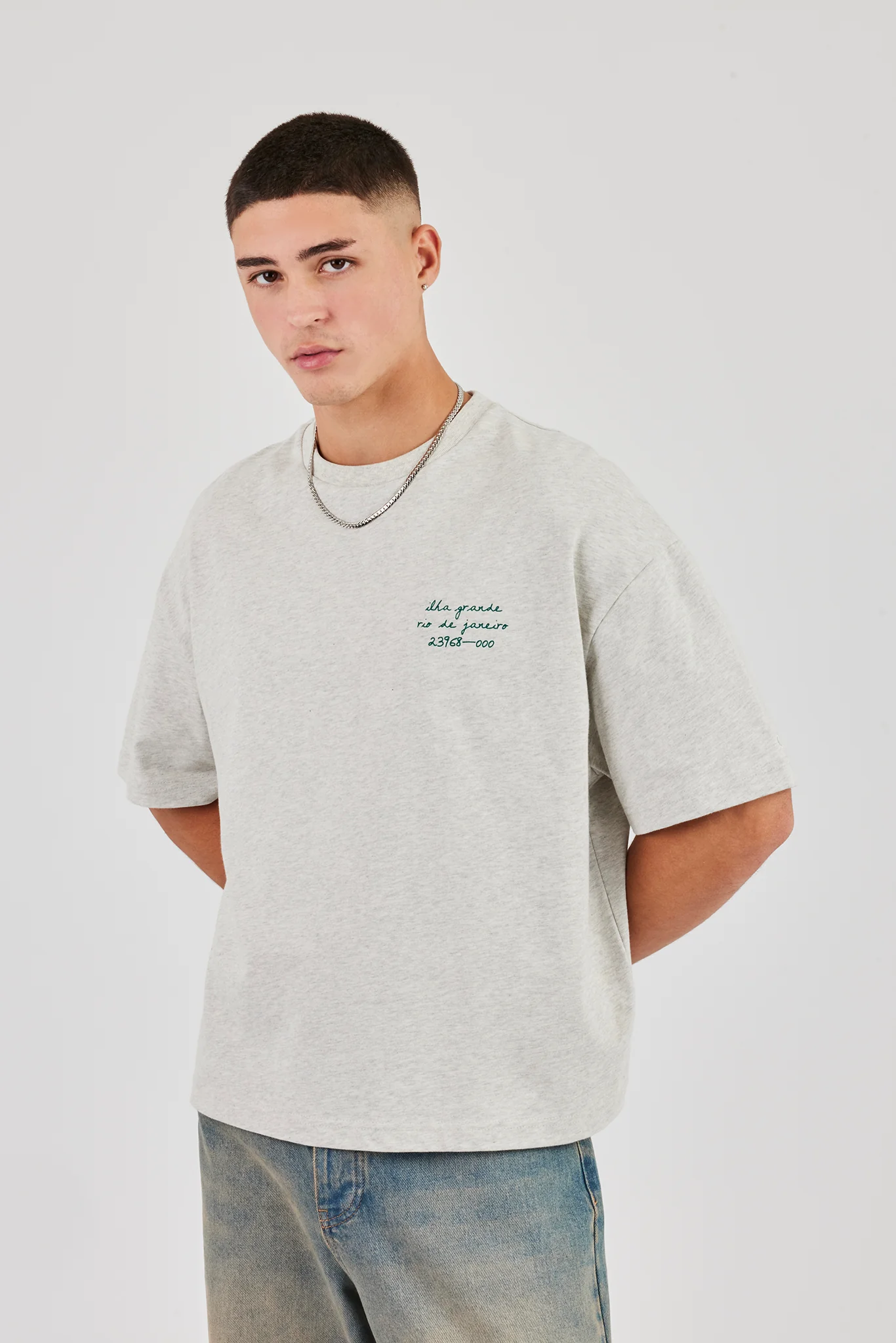Ilha Grande Boxy T-Shirt - Ash Grey - Image 3