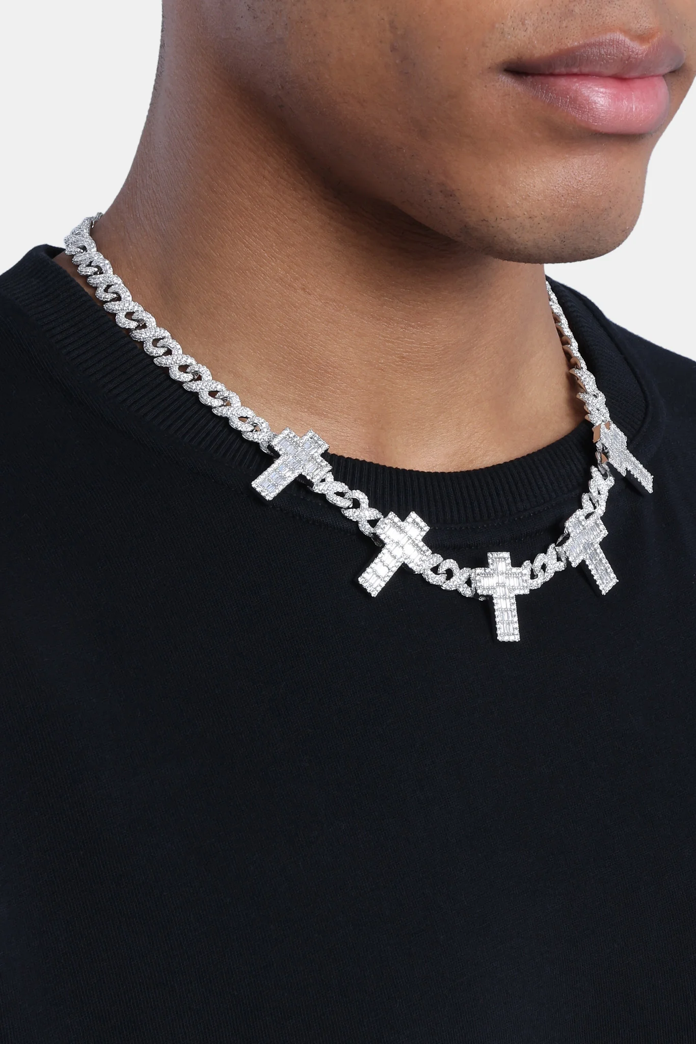 Infinity Link Baguette Cross Chain - White - Image 4