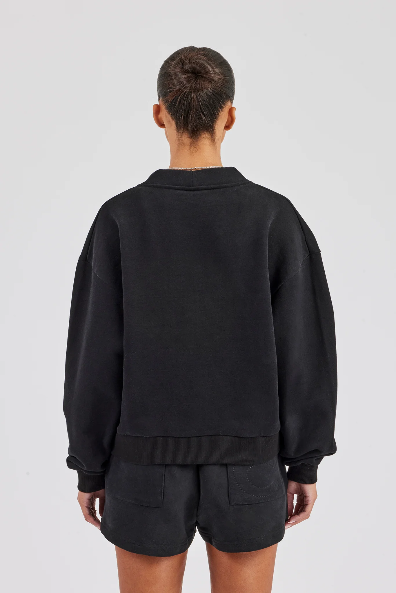 Jersey Boxy Cardigan - Black - Image 4