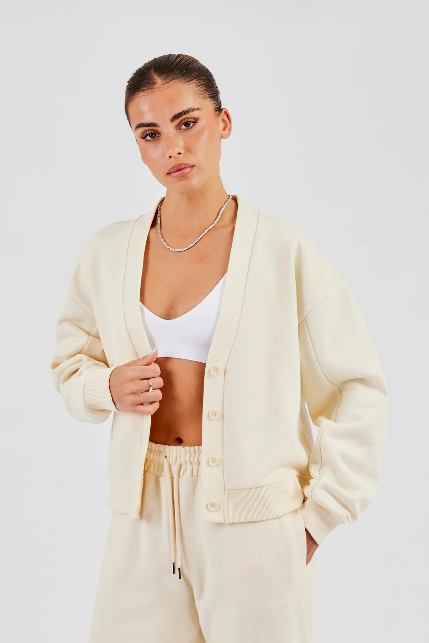 Jersey Boxy Cardigan- Butter Yellow - Image 3