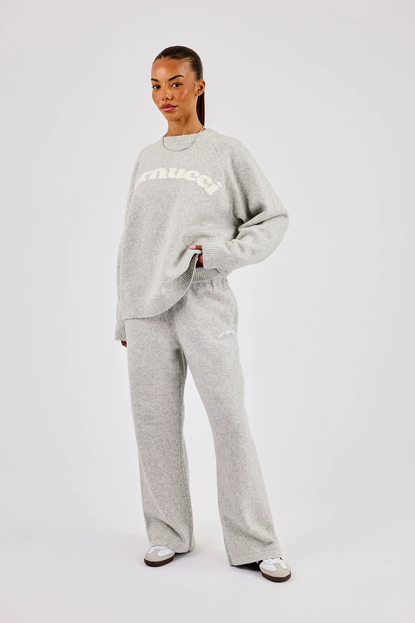 Knit Logo Sweat & Jogger - Grey