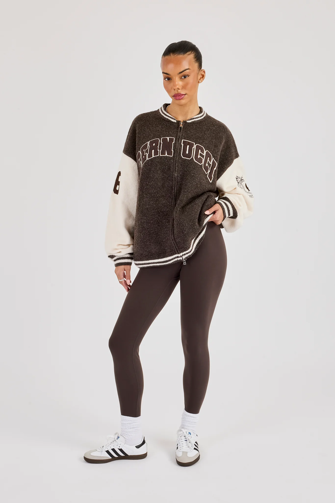 Knit Varsity Bomber - Chocolate - Image 2
