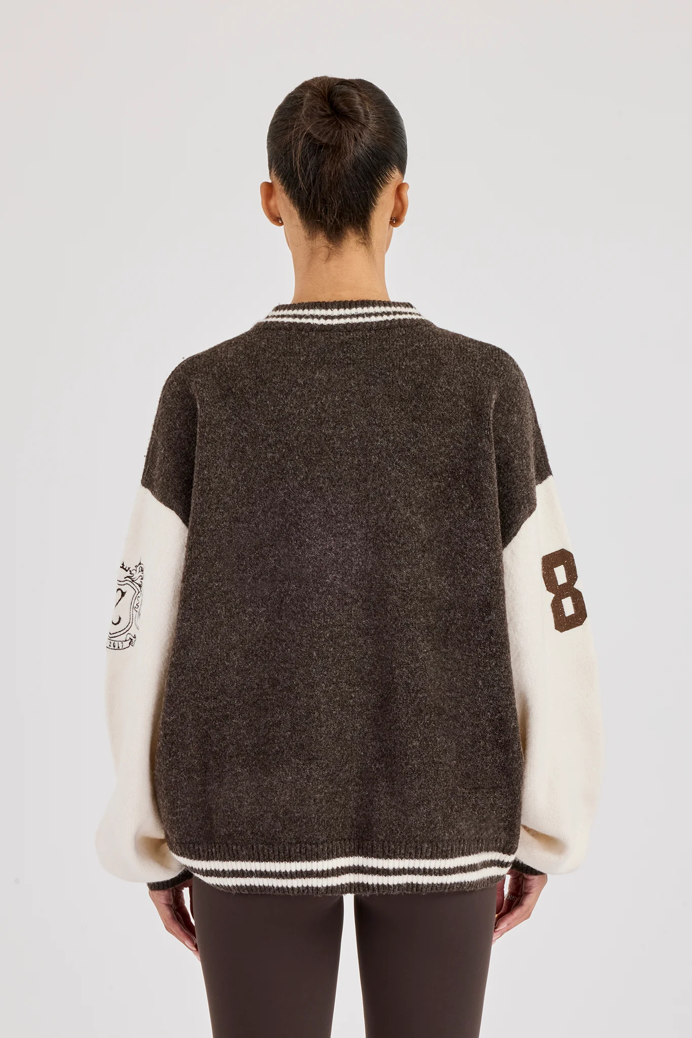 Knit Varsity Bomber - Chocolate - Image 4
