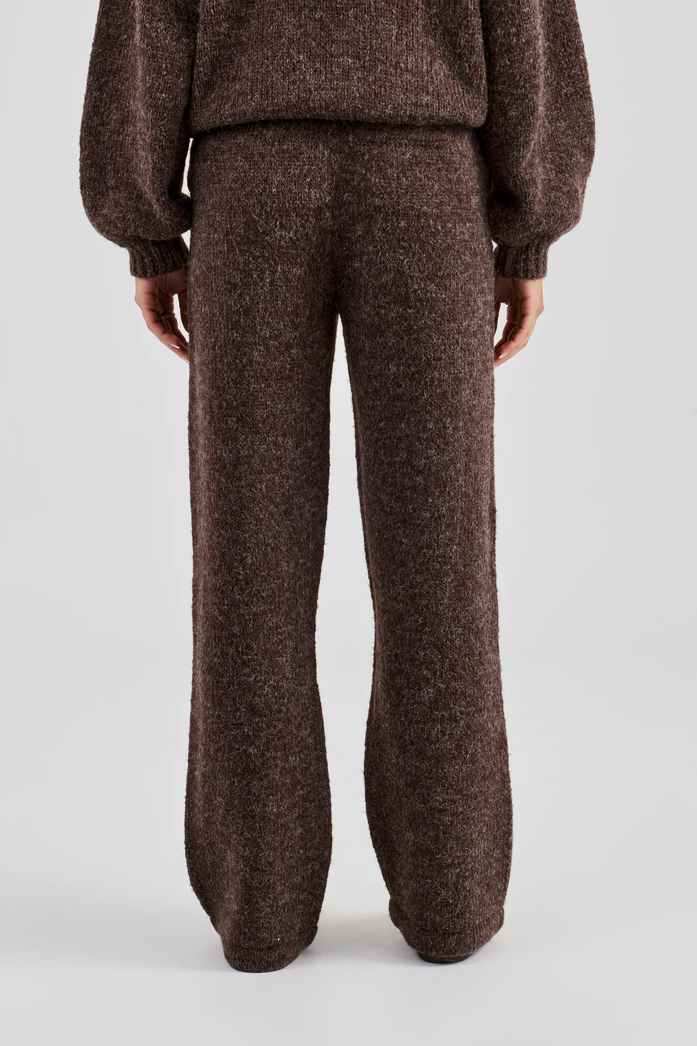 Knit Wide Leg Embroidered Jogger - Chocolate - Image 10