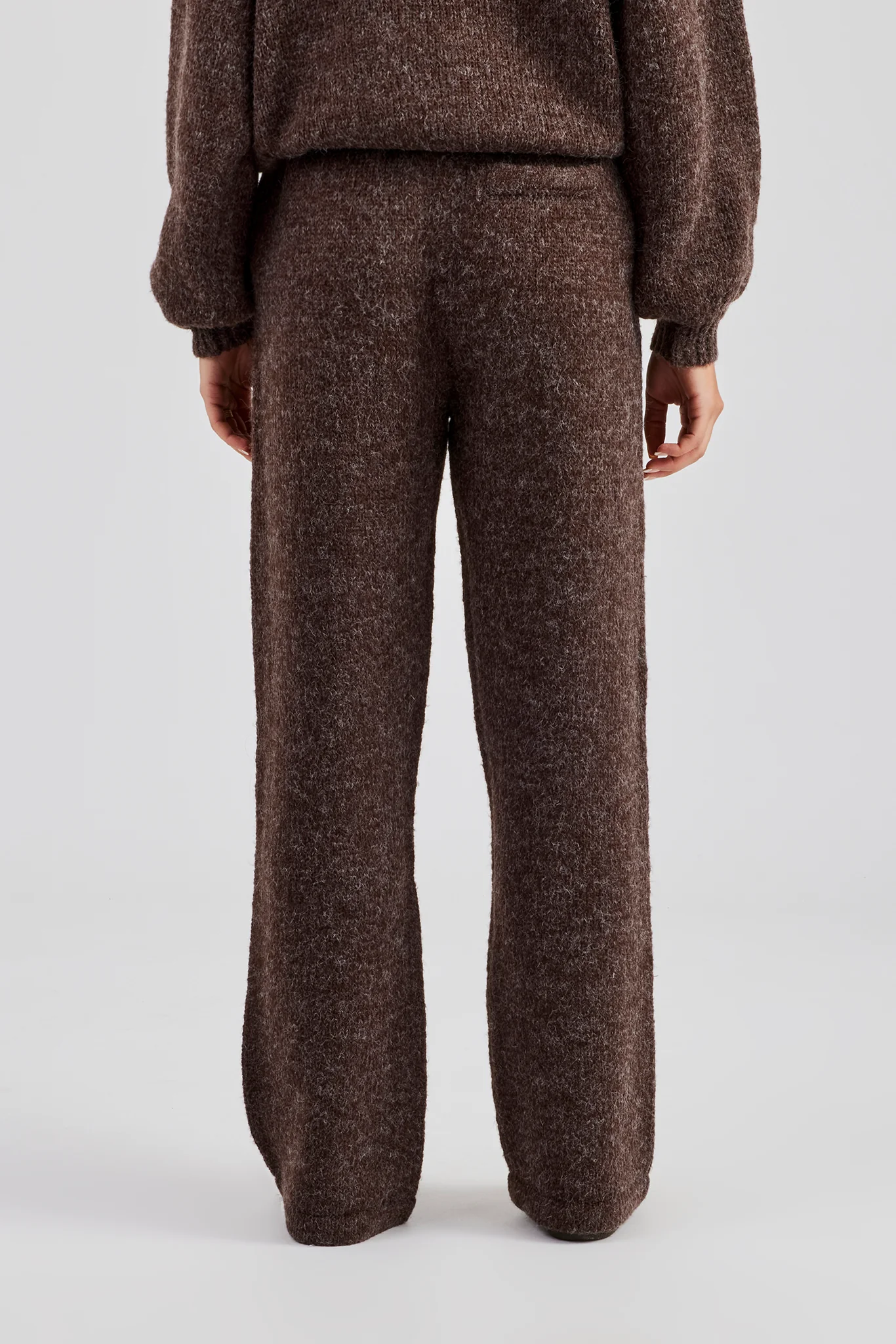 Knit Wide Leg Embroidered Jogger - Chocolate - Image 6
