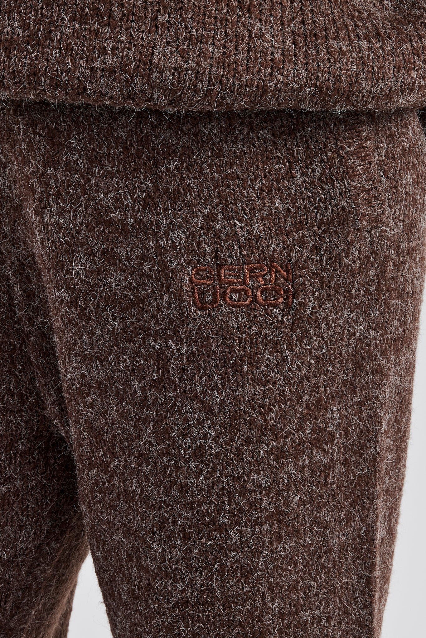 Knit Wide Leg Embroidered Jogger - Chocolate - Image 9