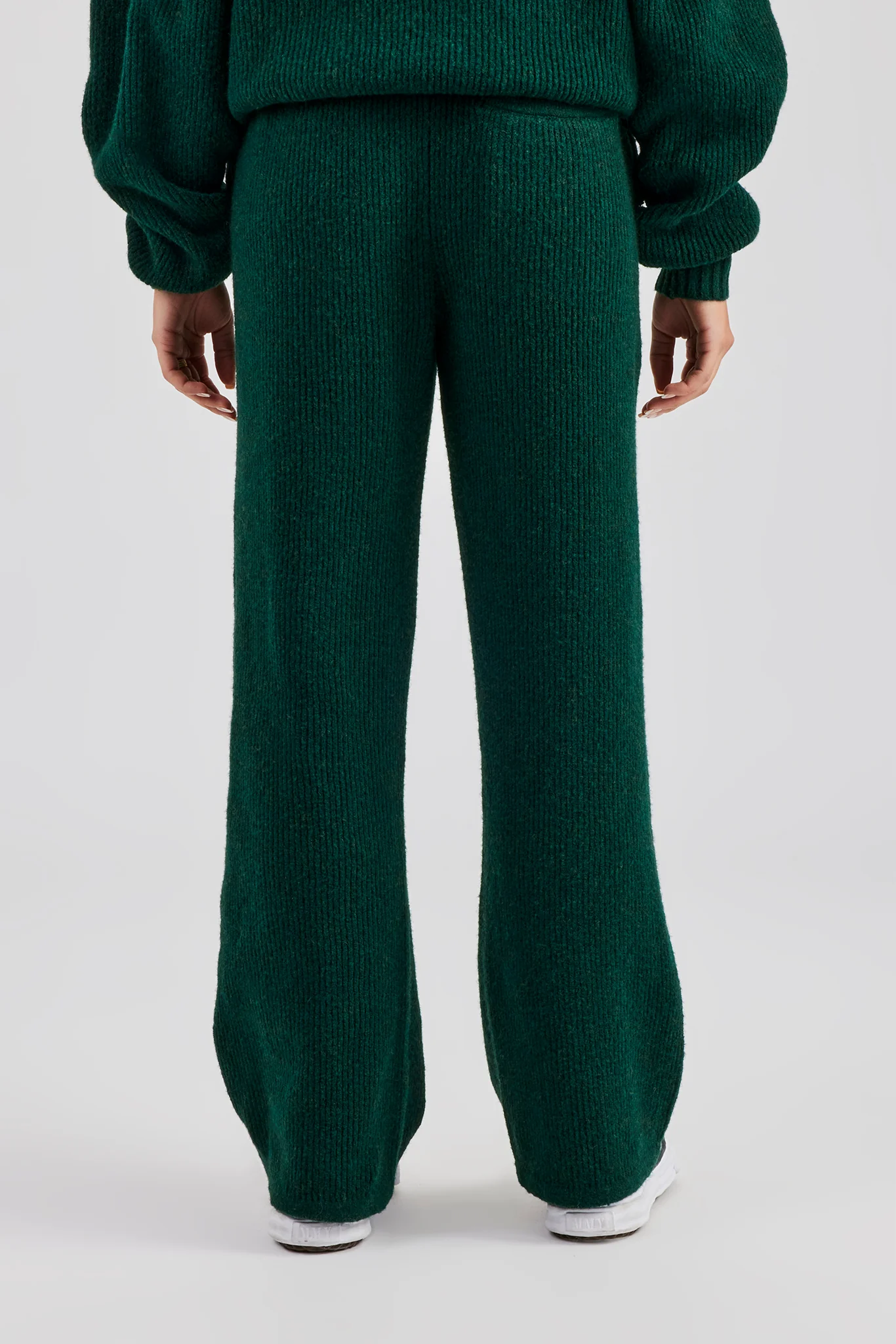 Knit Wide Leg Embroidered Jogger - Forest Green - Image 4