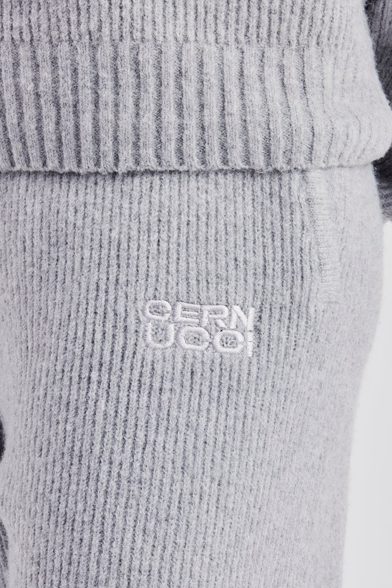 Knit Wide Leg Embroidered Jogger - Grey - Image 2