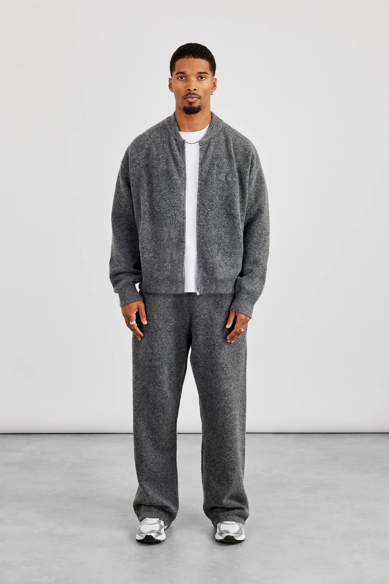 Knitted Bomber Jacket & Relaxed Jogger - Grey - Image 2