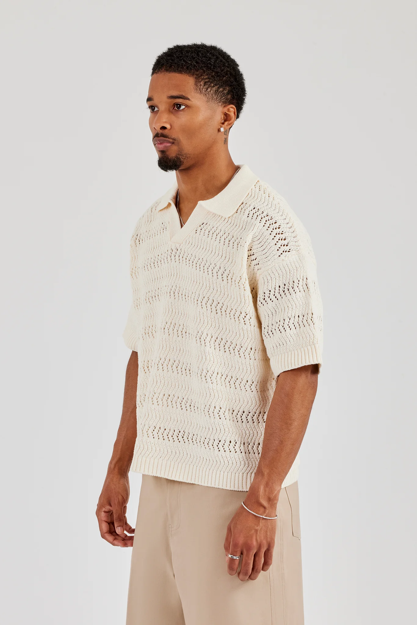 Knitted Boxy Polo - Ecru - Image 2