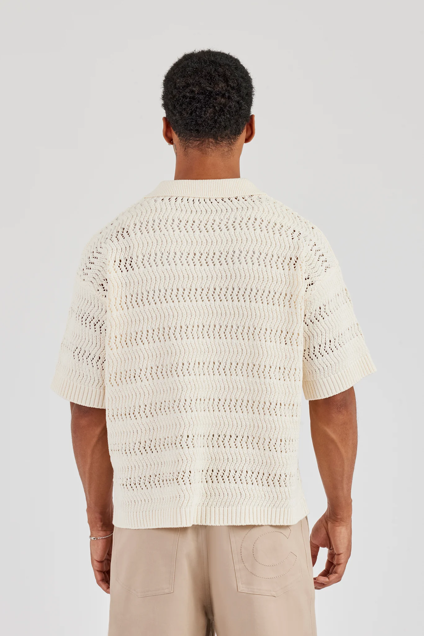 Knitted Boxy Polo - Ecru - Image 3